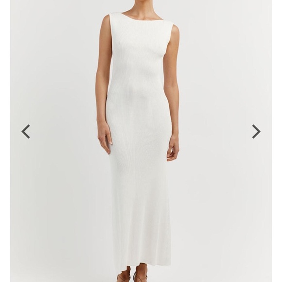 DISSH Dresses & Skirts - DISSH Ivory Ribbed Boatneck Maxi Dress